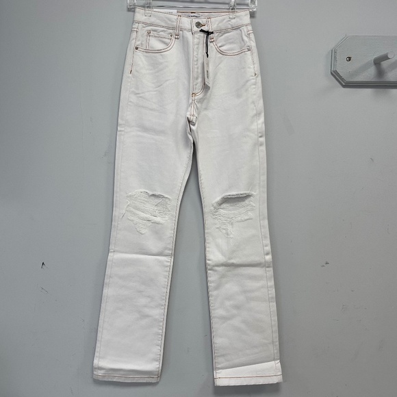 WeWoreWhat Distressed Icon Jean, Classic White - Size 24 - NWT - Picture 1 of 8